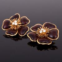 Van Cleef & Arpels 18K Gold, Diamond & Rosewood Earrings - Sold for $10,000 on 08-20-2020 (Lot 93).jpg